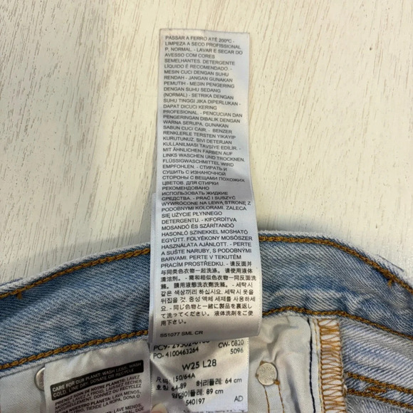 Levi's 501 S Skinny Cutoff Shorts Light Wash 25 - Picture 6 of 9